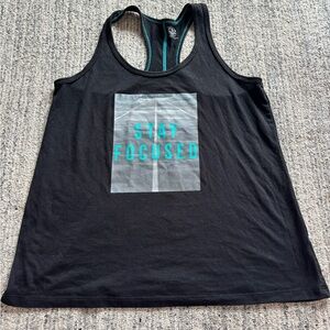 Athletic Works Black Tank Top with Teal Print